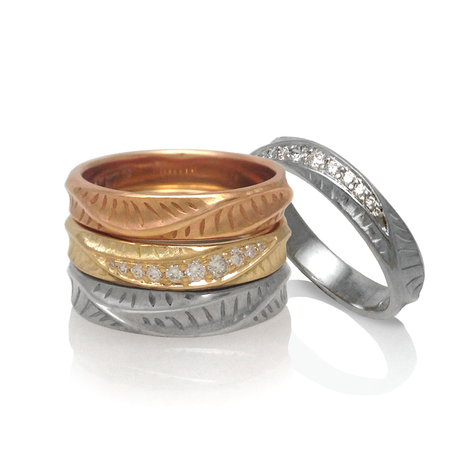 Stackable Rings and Wave Crest Ring by K.Mita | Sand Dune Collection