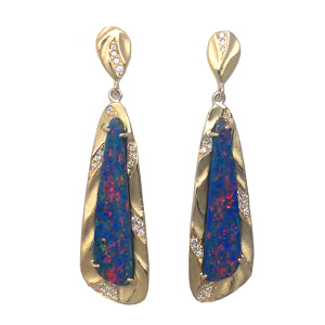Blue Fire Opal Earrings | Handmade Earrings from K.Mita Design