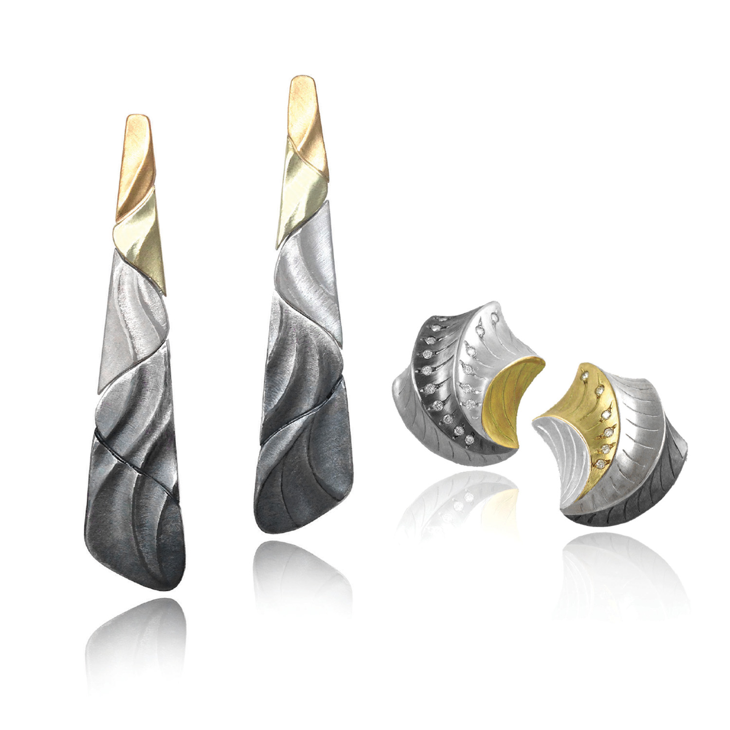 Ombre Earrings and Shell Shaped Earrings from K.Mita's Mixed Metal Sand Dune Collection